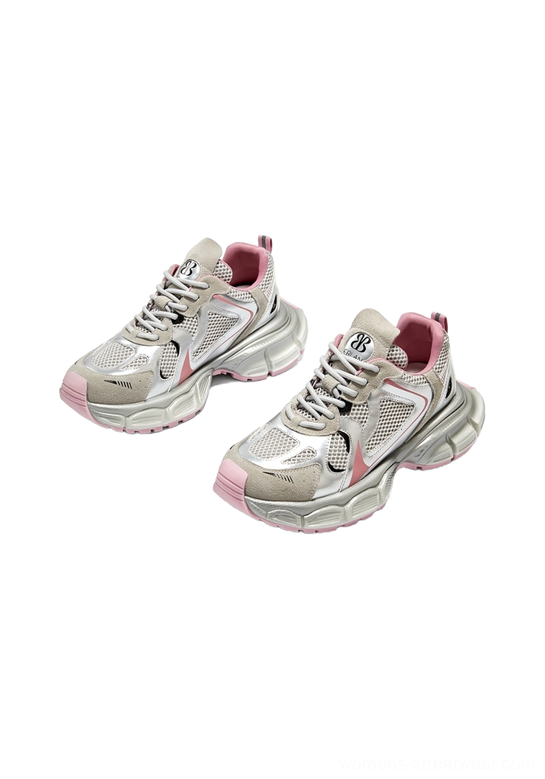 Metallic mesh retro runner sneakers retro sportswear streetwear profile product view