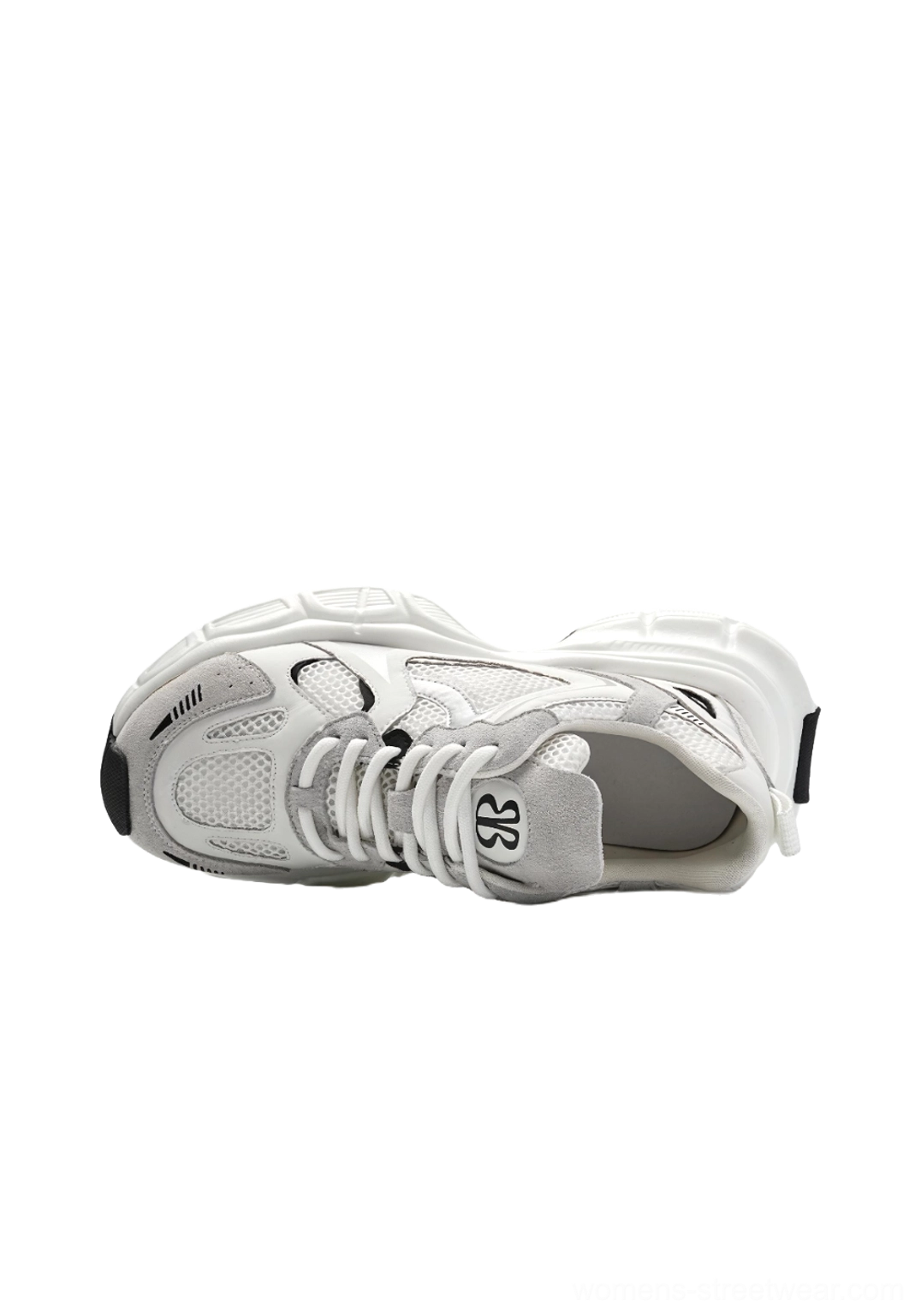 Metallic mesh retro runner sneakers with sculpted chunky sole detailed product view