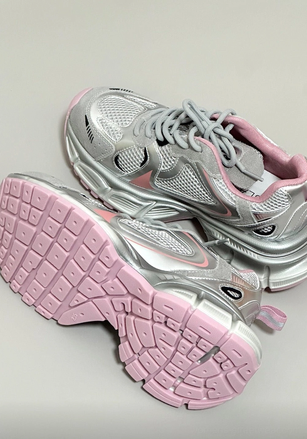 Metallic mesh retro runner sneakers technical layered silhouette product image