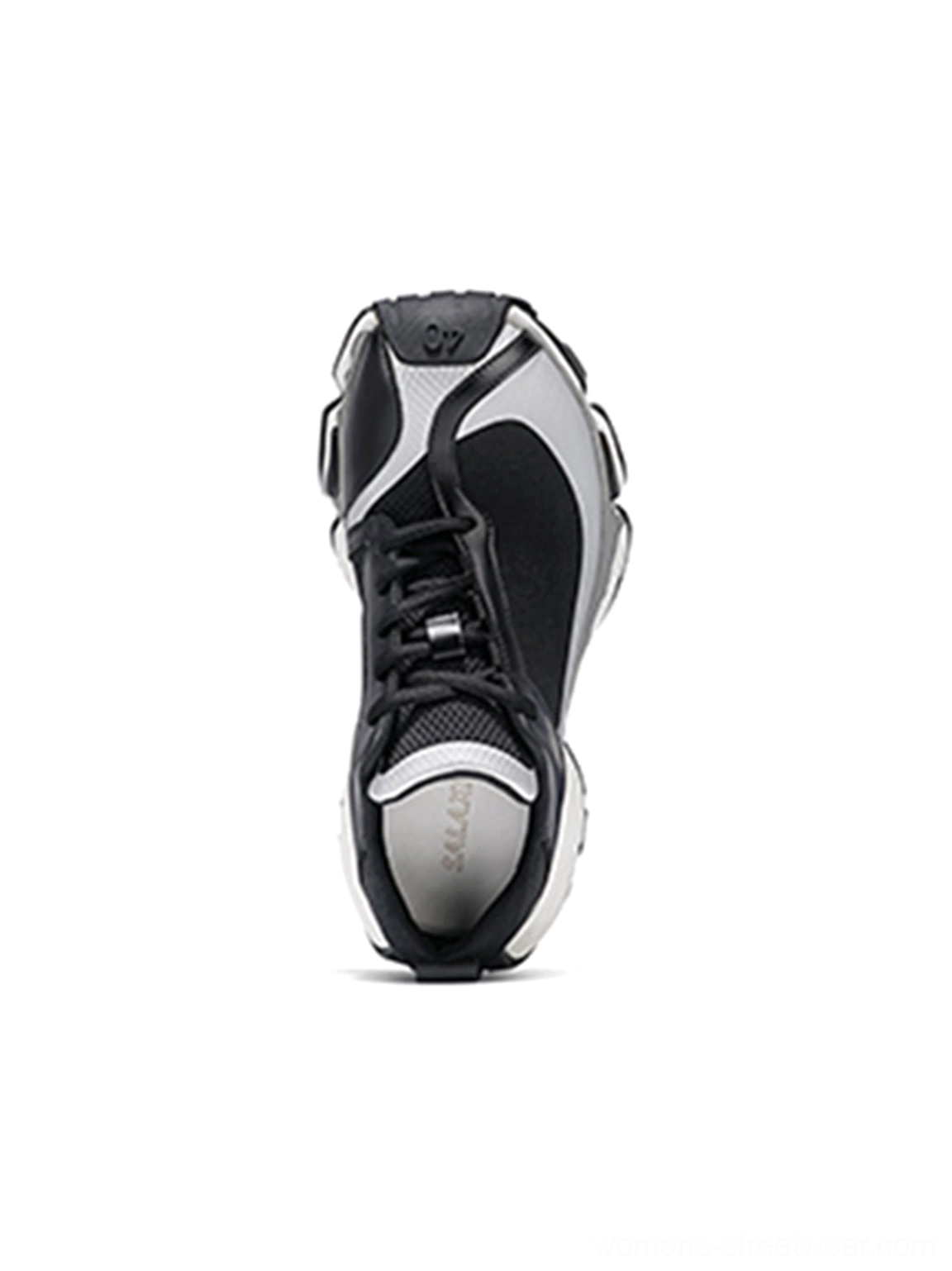 Metallic split-toe technical runner sneaker collection featuring black, silver, and black-and-silver colorway styling