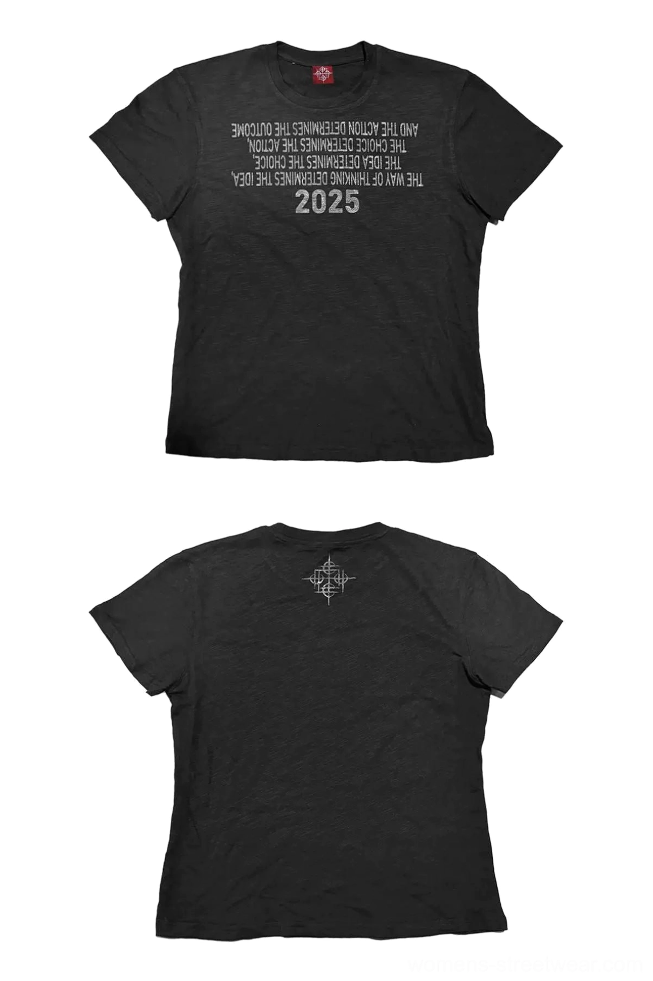 Midnight Outcome 2025 graphic tee product image featuring a clean short-sleeve crew neck streetwear silhouette