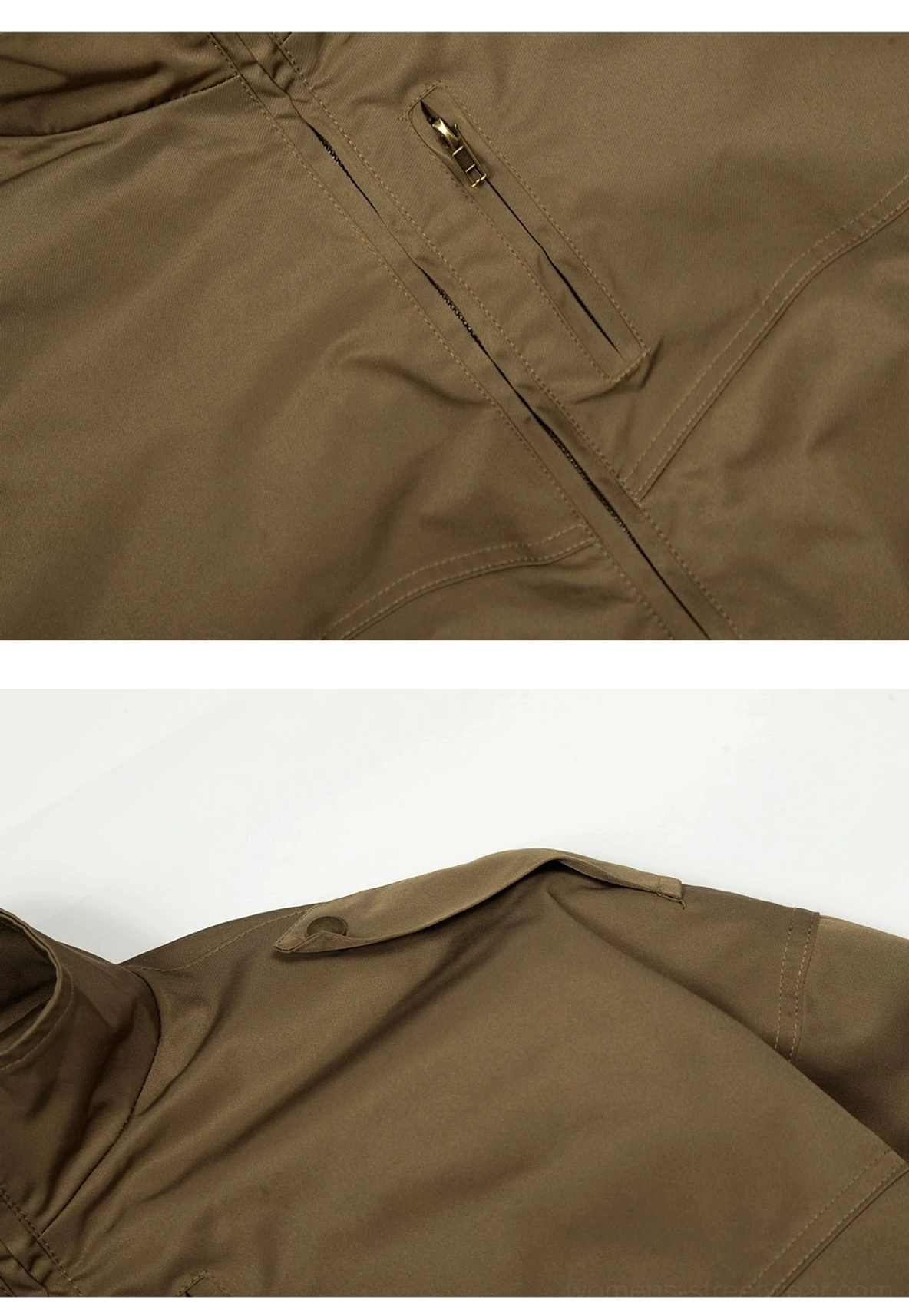 Military-inspired olive green cropped jacket with practical pockets, front zip closure, and modern oversized streetwear fit
