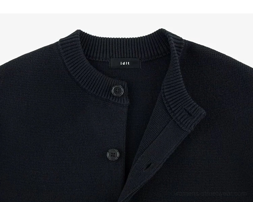 Minimalist cotton wool blend knit cardigan with button front and structured ribbed trims
