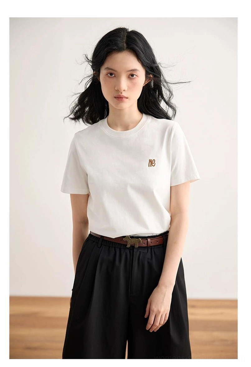 Minimalist embroidered logo crew neck t-shirt color palette comparison all available colors