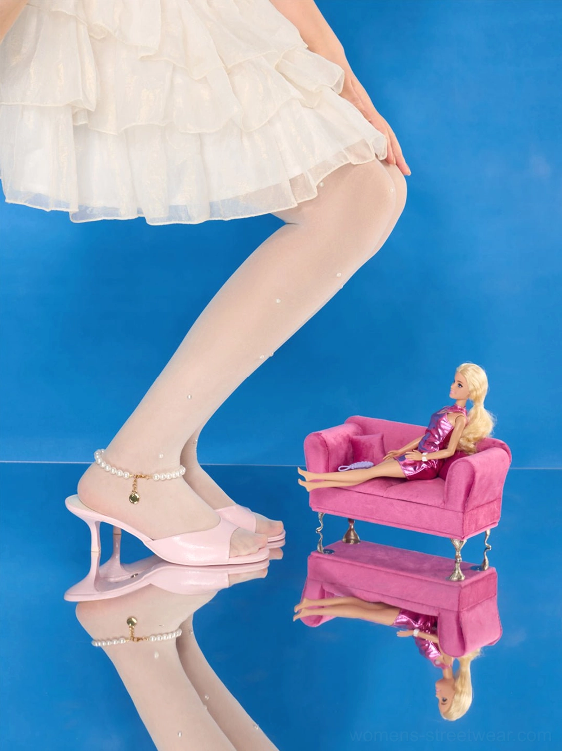 Minimalist open-toe kitten-heel mule slides with glossy upper for contemporary fashion outfits