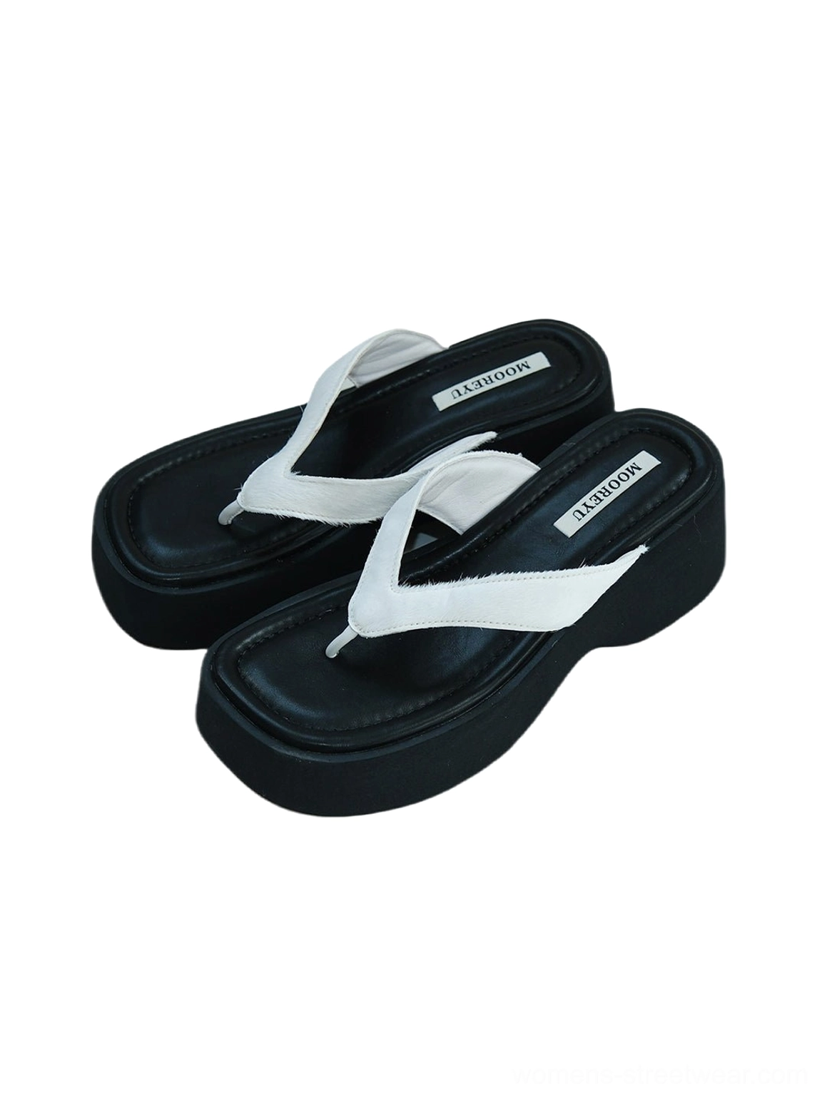 Modern chunky flip-flops with platform sole designed for Acubi and Seoul streetwear outfits