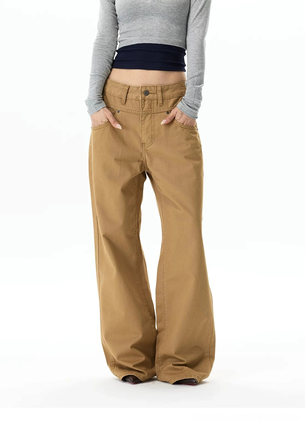 Modern cotton wide-leg streetwear pants with clean twill finish, roomy proportions, and versatile casual styling