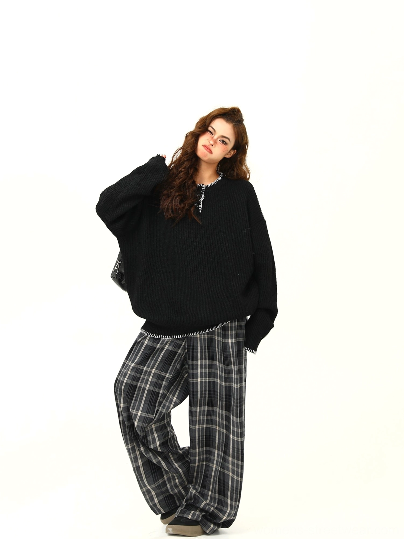 Modern oversized ribbed knit sweater product image with casual drop shoulder fit and versatile layered styling