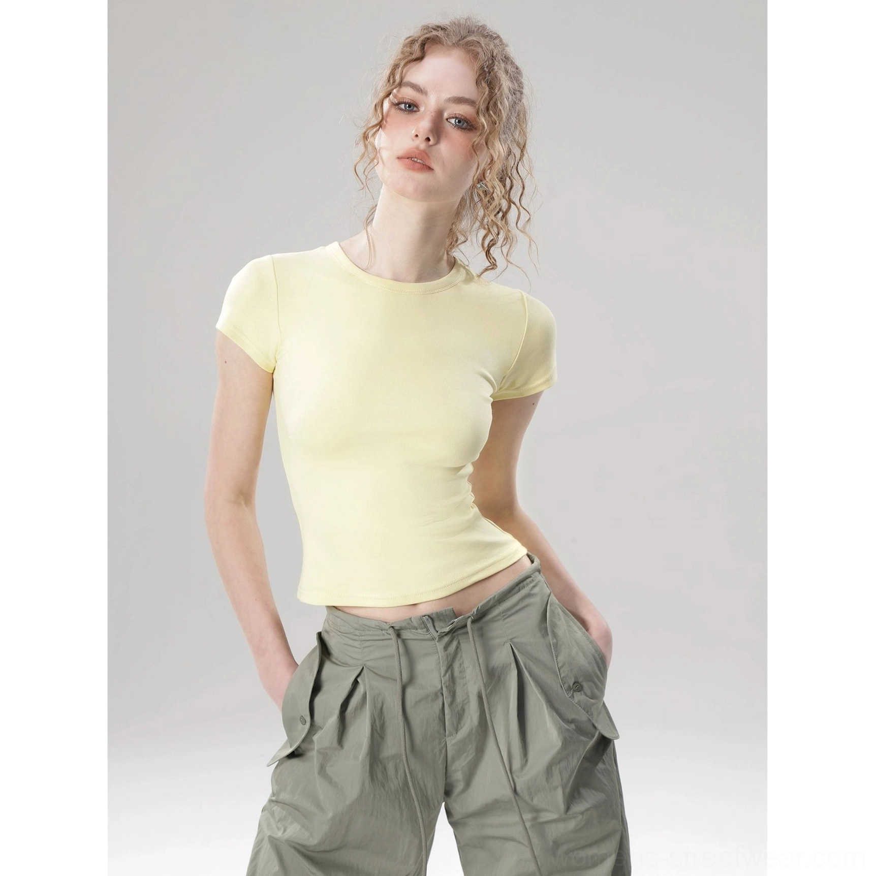 Modern solid color flutter sleeve crop top for Korean street style, casual layering, and summer outfits