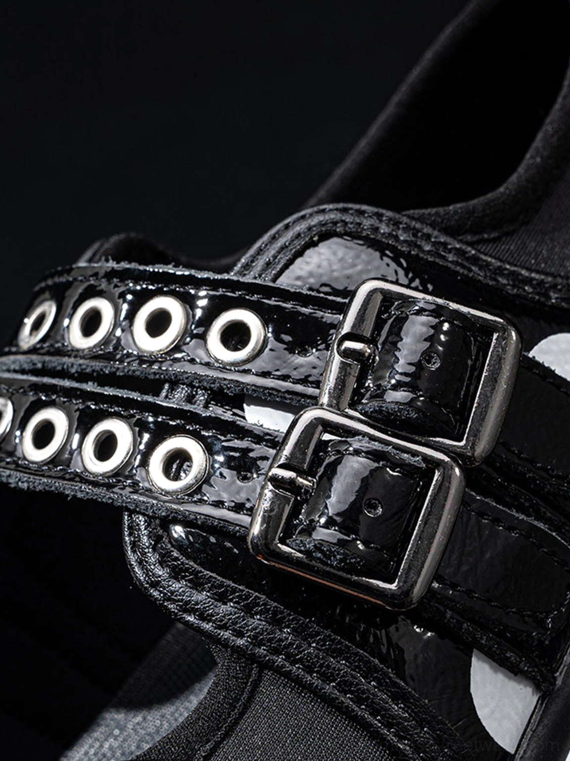Modern split-toe Mary Jane sneakers combining retro polka dots with avant-garde streetwear styling