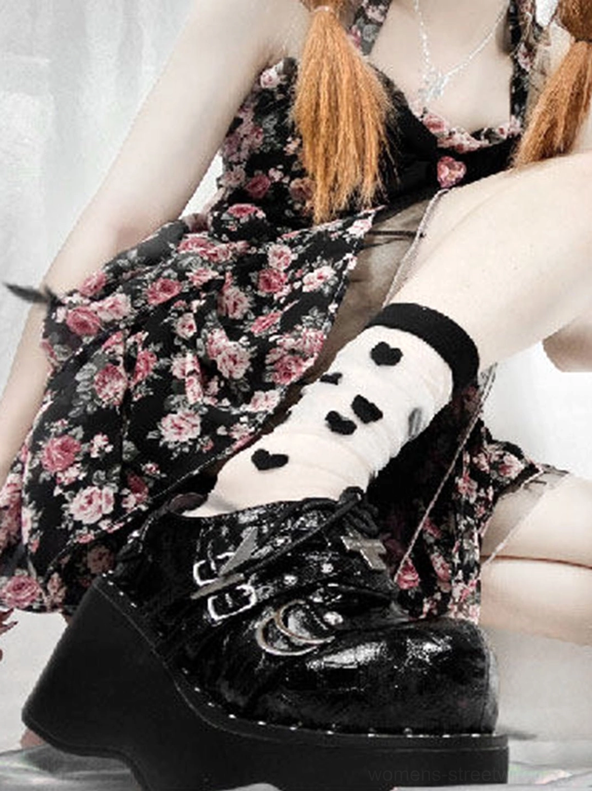 Multi-buckle Gothic platform Mary Jane shoes for women alternative fashion product detail and sole view