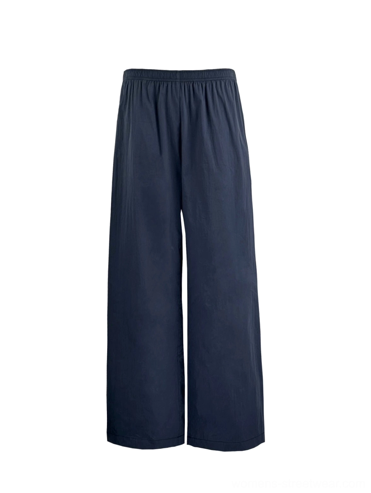 Navy blue low-rise athletic cargo pants product view for Korean-inspired casual streetwear outfits