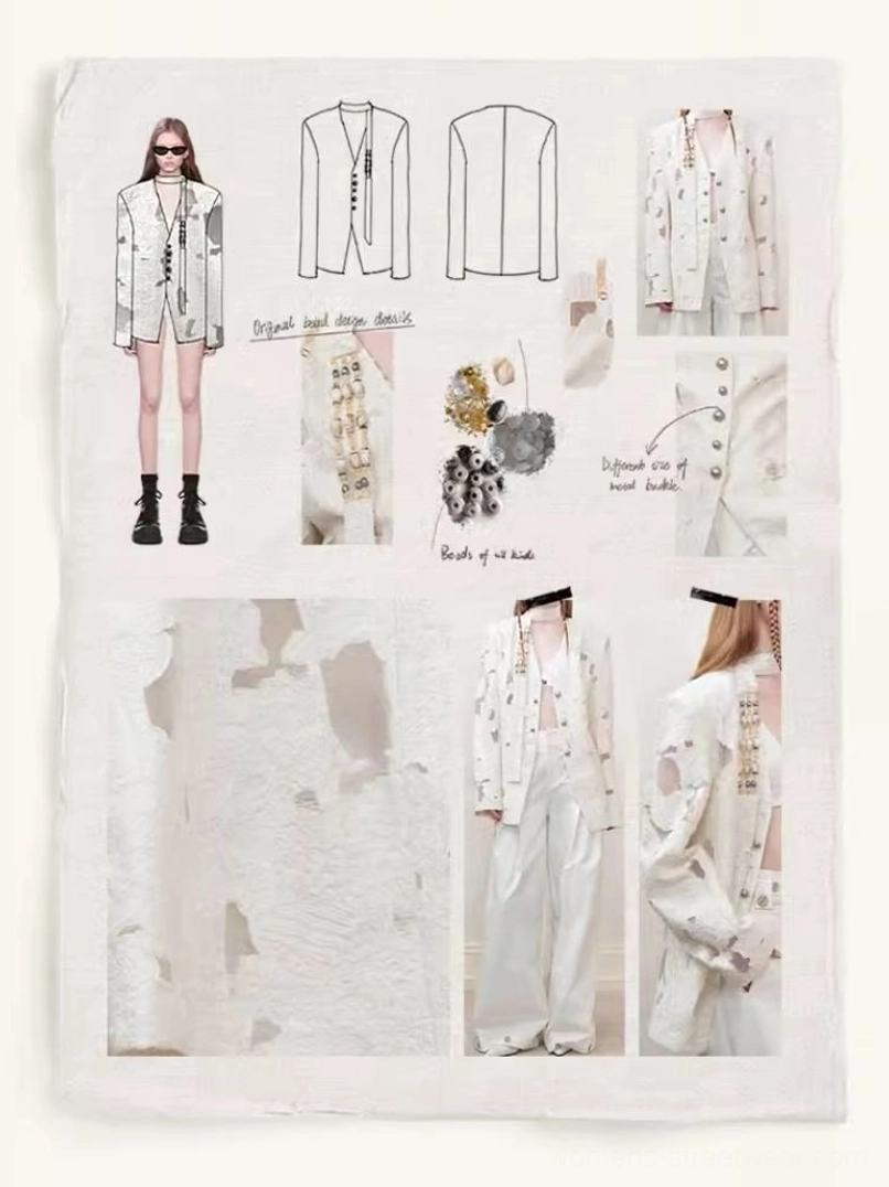 Off-white distressed cutout blazer for women with deconstructed avant-garde tailoring detail