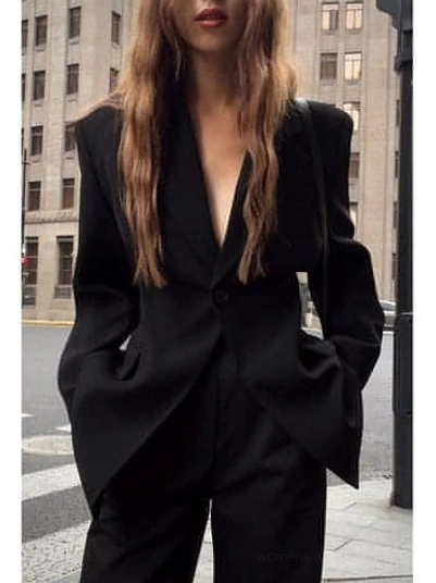 Oversized black single-button streetwear blazer jacket main product image with structured shoulders