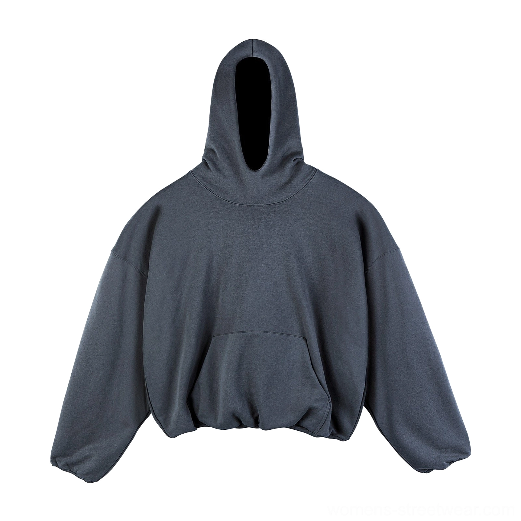 Dark gray oversized cropped fleece-lined hoodie with dropped shoulders, kangaroo pocket, elasticated hem, and hood eye-opening detail