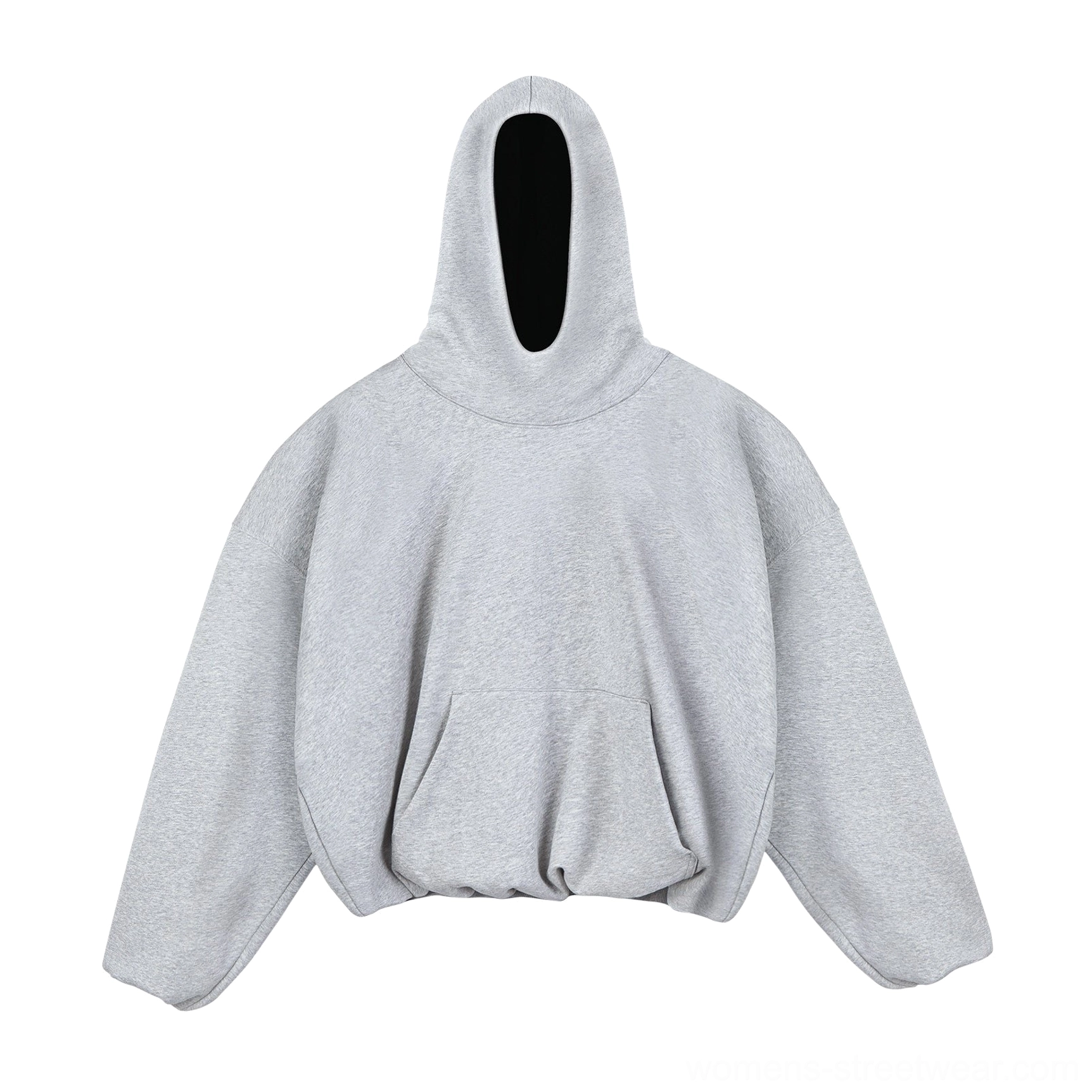 Heather light gray oversized cropped fleece-lined hoodie with soft fleece texture, dropped shoulders, and kangaroo pocket