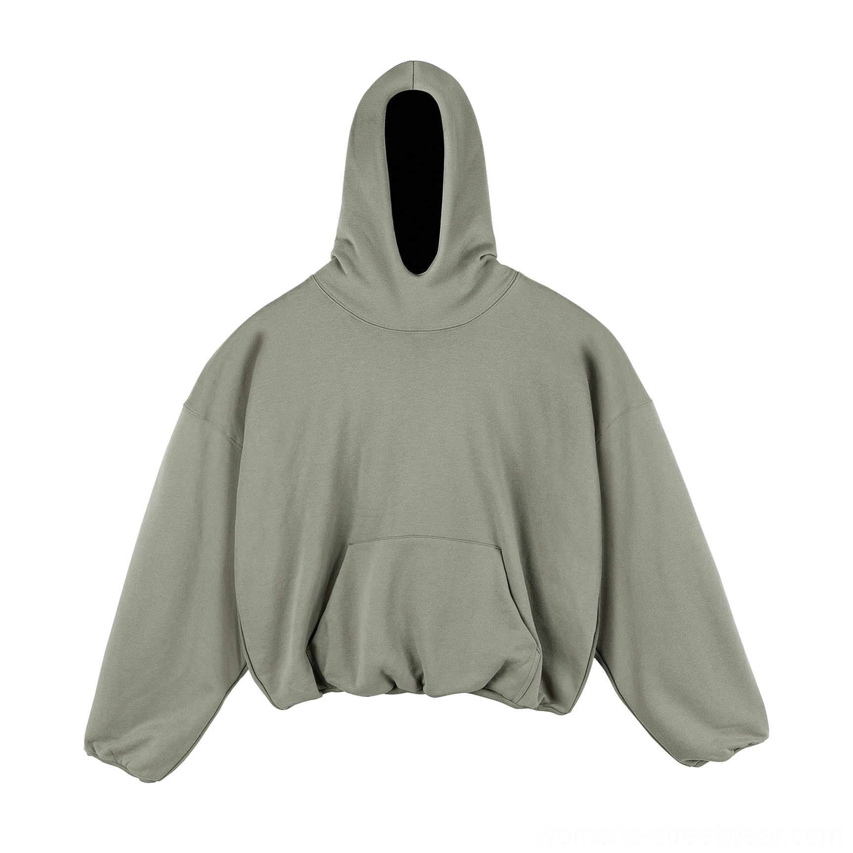 Sage green oversized cropped fleece-lined hoodie with dropped shoulders, front pouch pocket, and relaxed streetwear fit