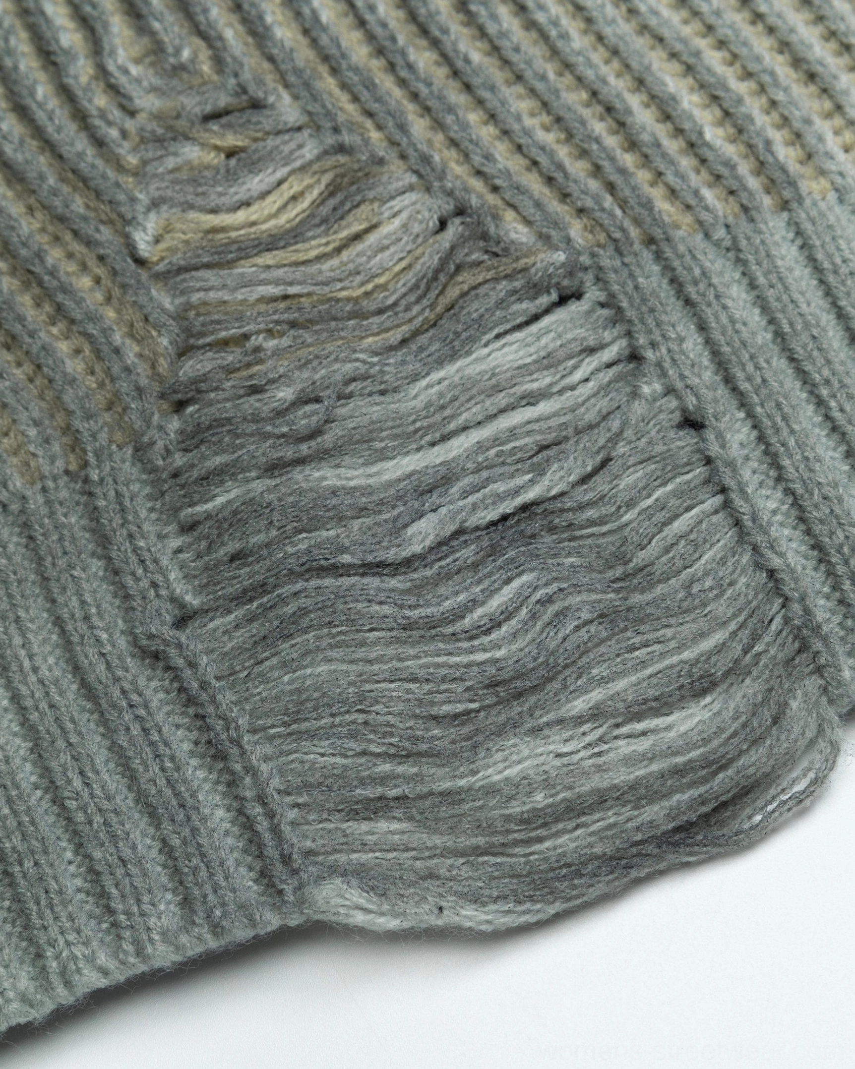 Oversized distressed logo sweater with textured ribbed knit construction for Korean style layering