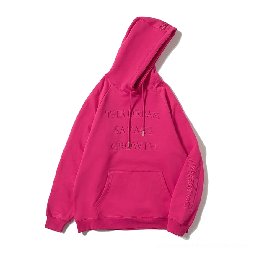 Oversized embossed lettering pullover hoodie product image featuring a relaxed streetwear silhouette and graphic detail