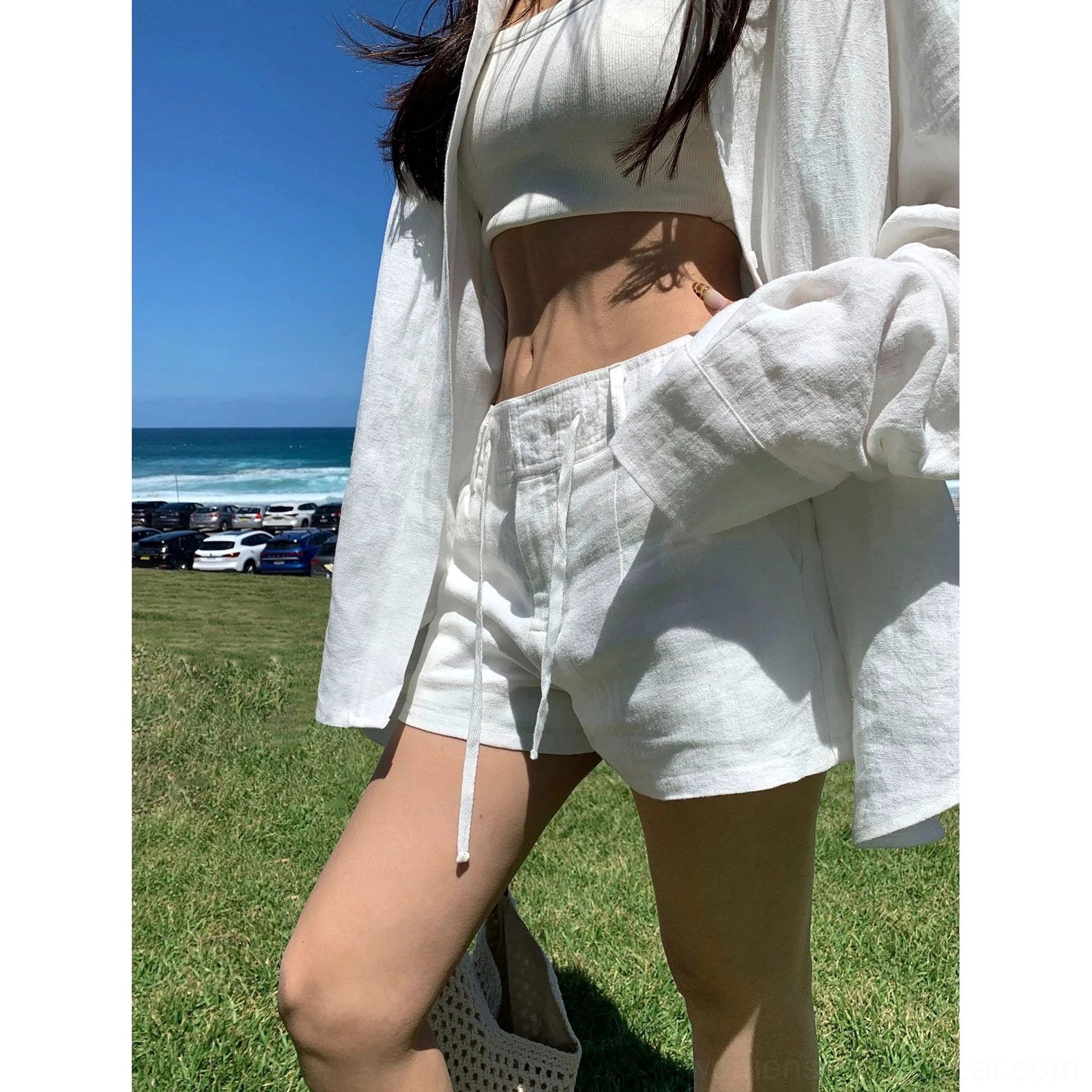 Oversized linen shirt buttoned casual styling neutral aesthetic minimal wardrobe essentials