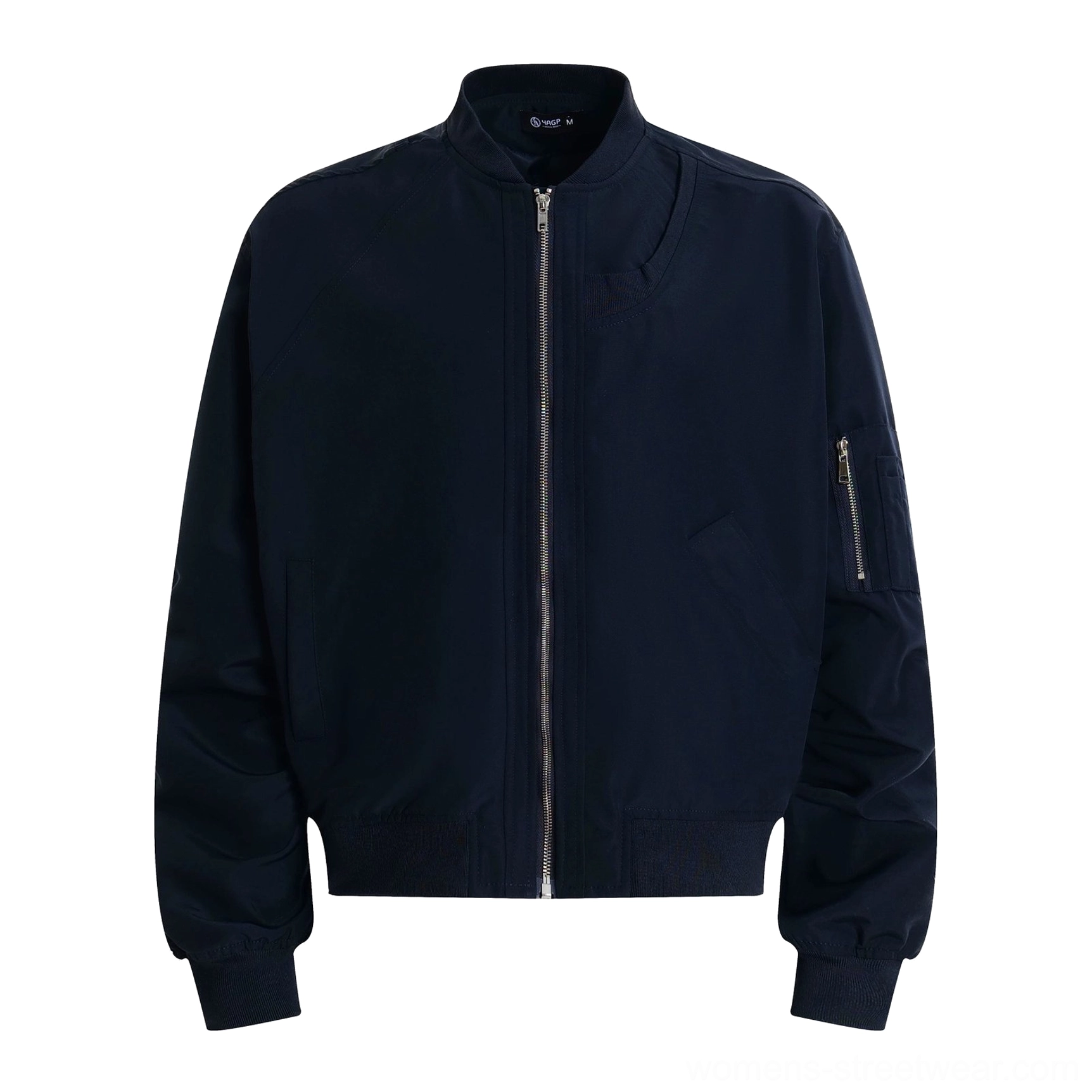 Oversized modular flight bomber jacket clean asymmetric back seam construction detail