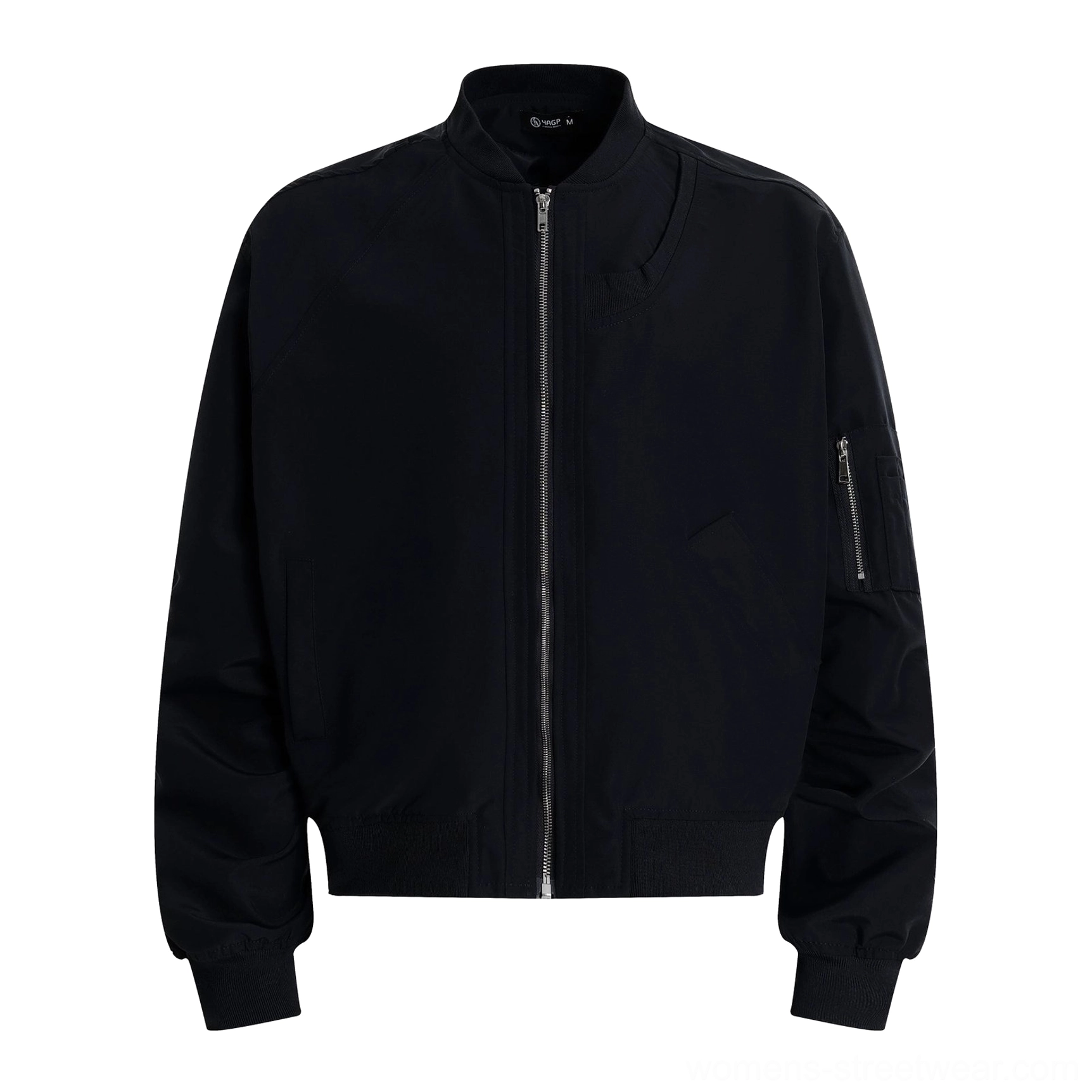 Oversized modular flight bomber jacket ribbed hem cuff and technical fabric product detail