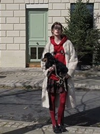 Oversized light cocoa faux shearling open-front coat shown in a full body residential streetwear outfit