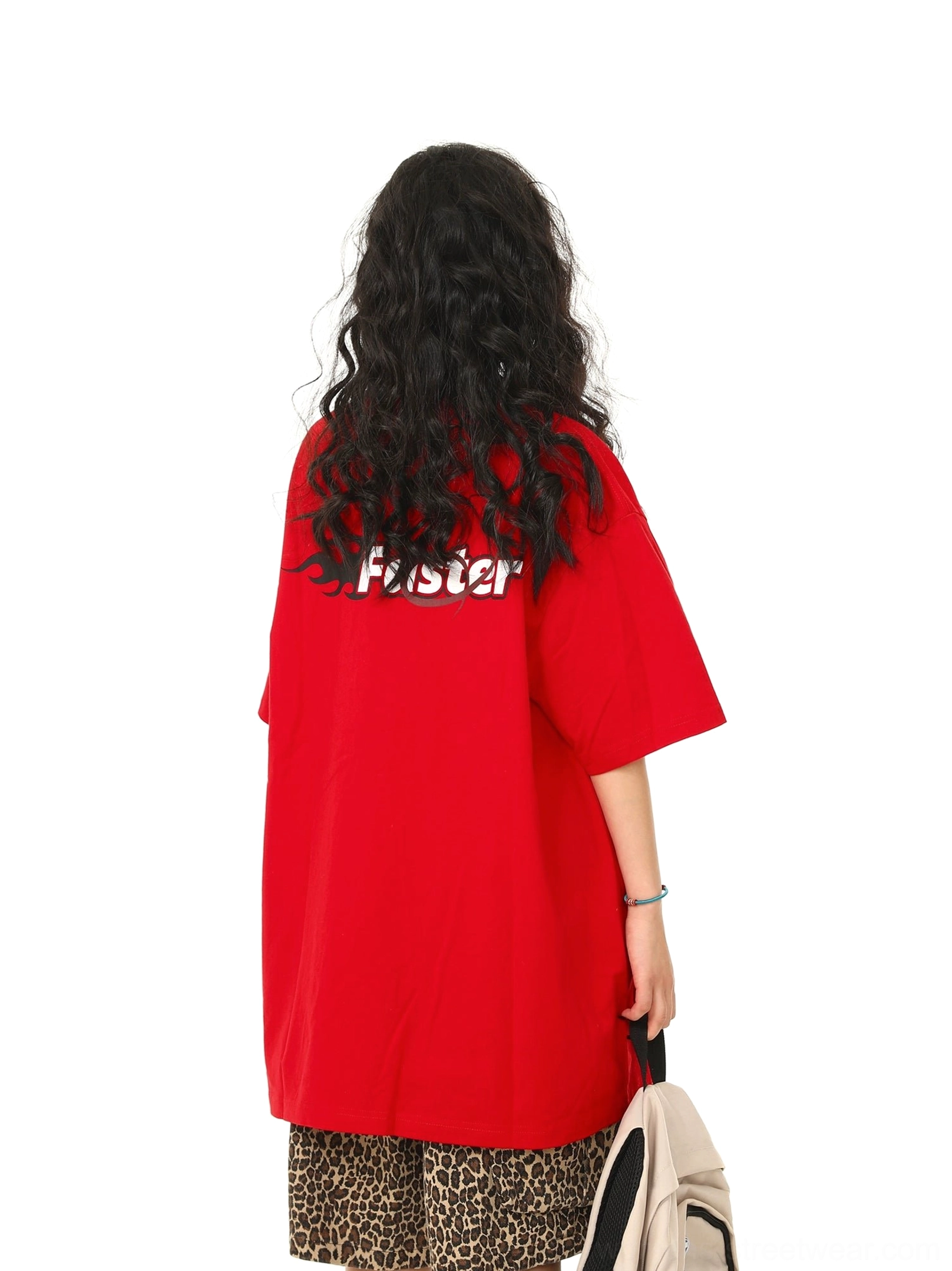 Oversized retro speed graphic streetwear t-shirt product view showing relaxed cotton silhouette