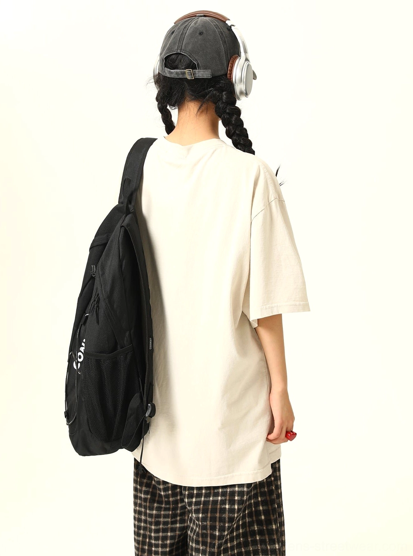 Oversized washed handprint grunge graphic T-shirt product image with relaxed longline streetwear fit