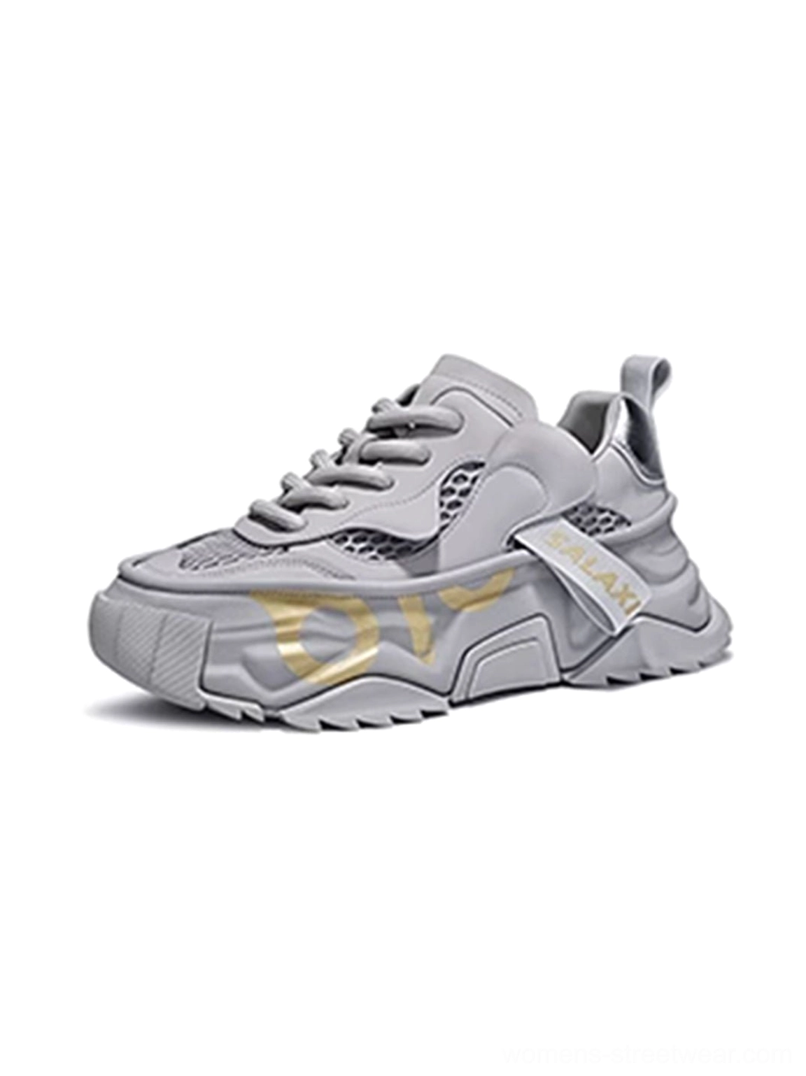 OWL 3.0 grey chunky platform sneaker rear side view showing layered streetwear runner silhouette