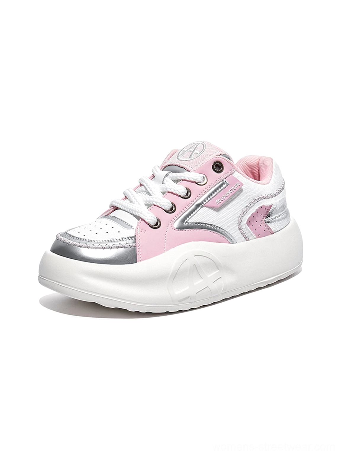 Pastel metallic platform runner sneakers with sporty lace-up silhouette for colorful streetwear and everyday city styling
