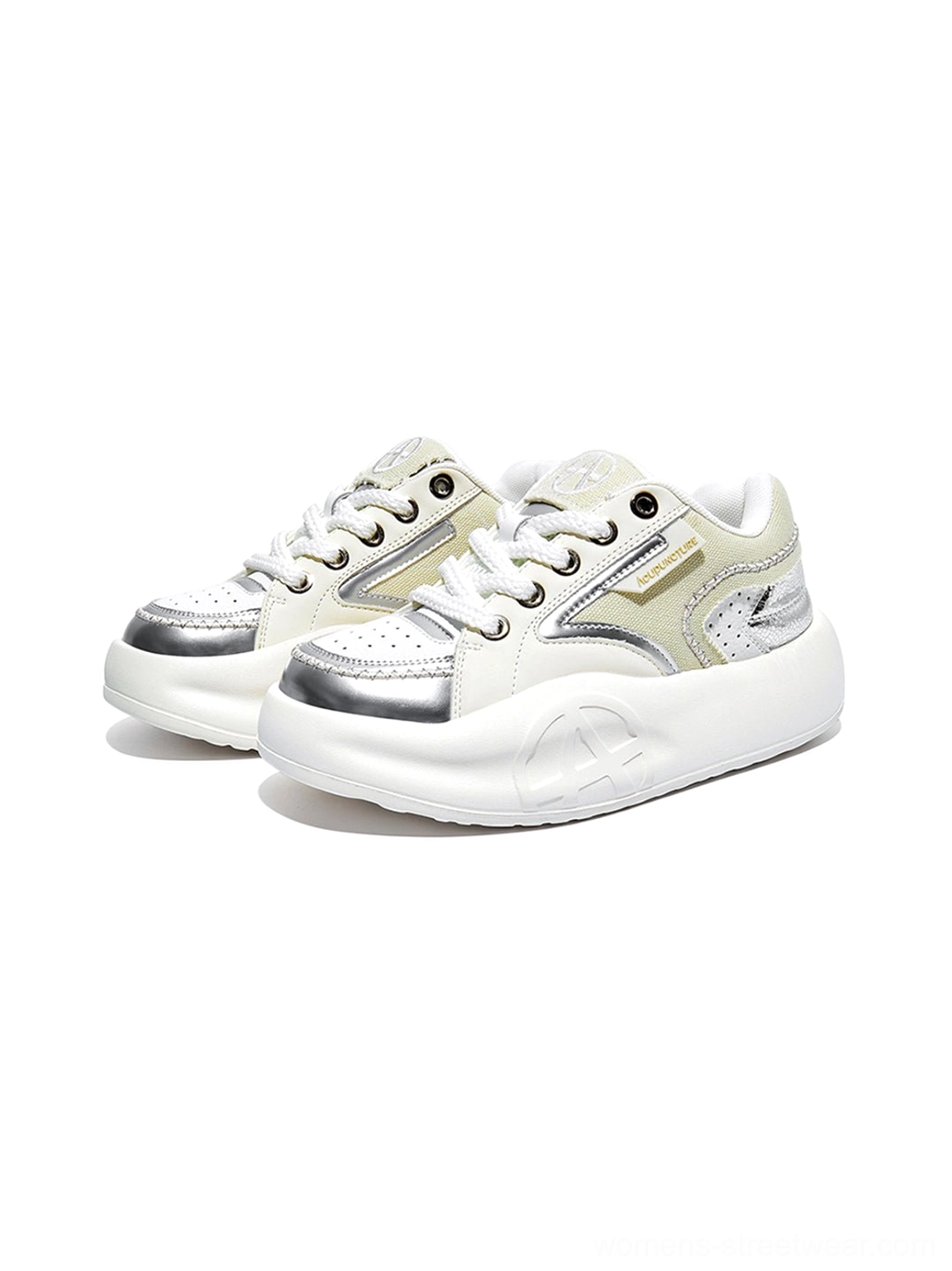 Pastel streetwear sneakers with color-block runner shape elevated platform sole and breathable mesh for daily wear