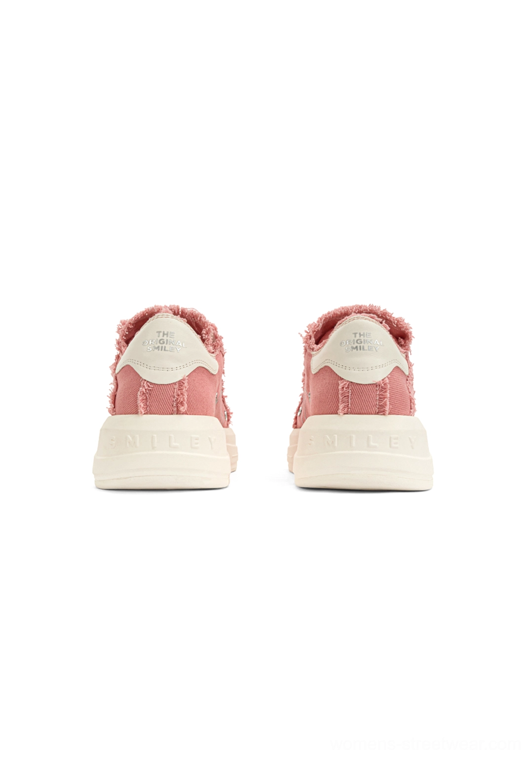 Pink canvas skate sneakers with chunky platform soles presented as a playful Seoul-inspired Y2K streetwear footwear design