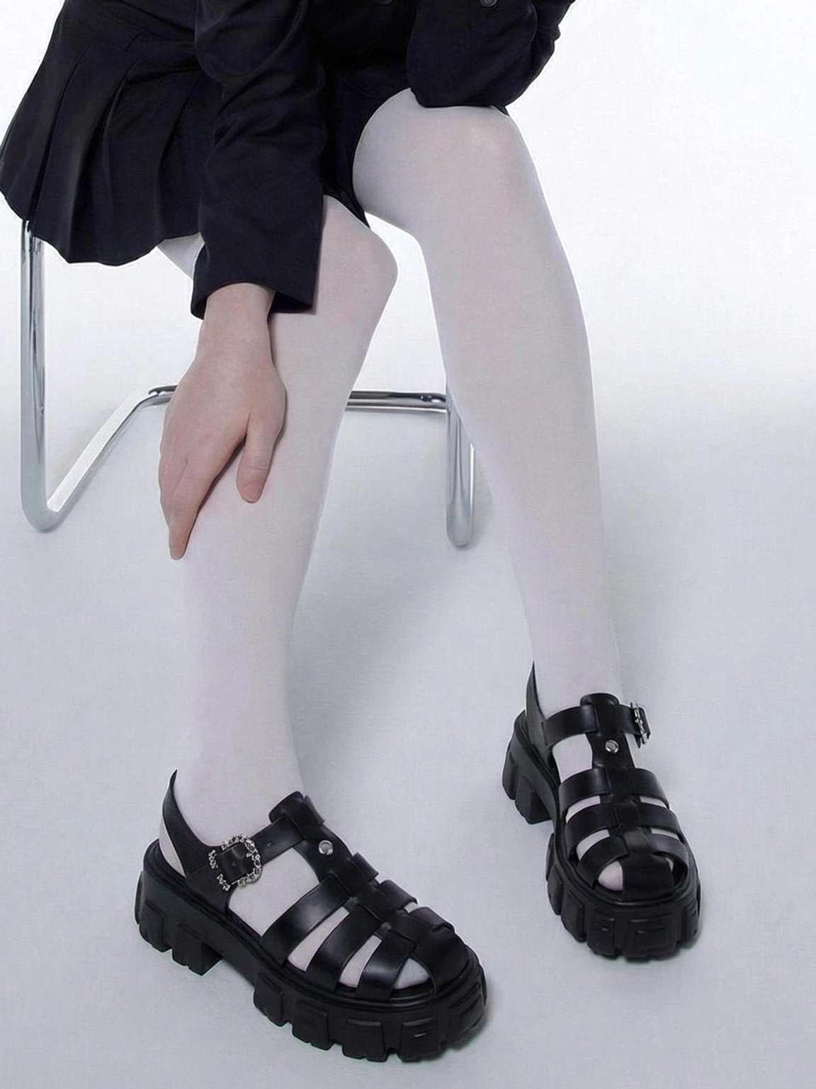 Platform Roman sandals designed for Y2K, Korean streetwear, Acubi fashion, and avant-garde summer outfits