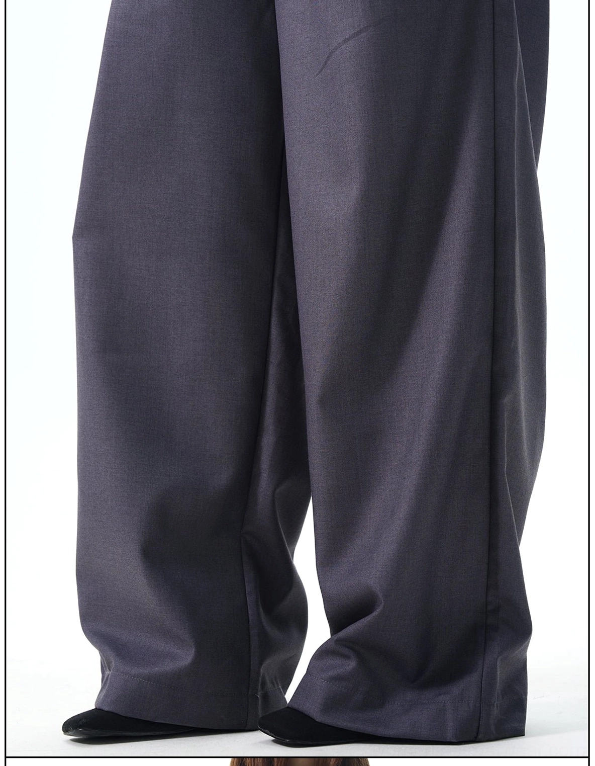 Pleated wide-leg streetwear dress pants product image featuring a high-rise tailored silhouette in a modern Korean fashion aesthetic