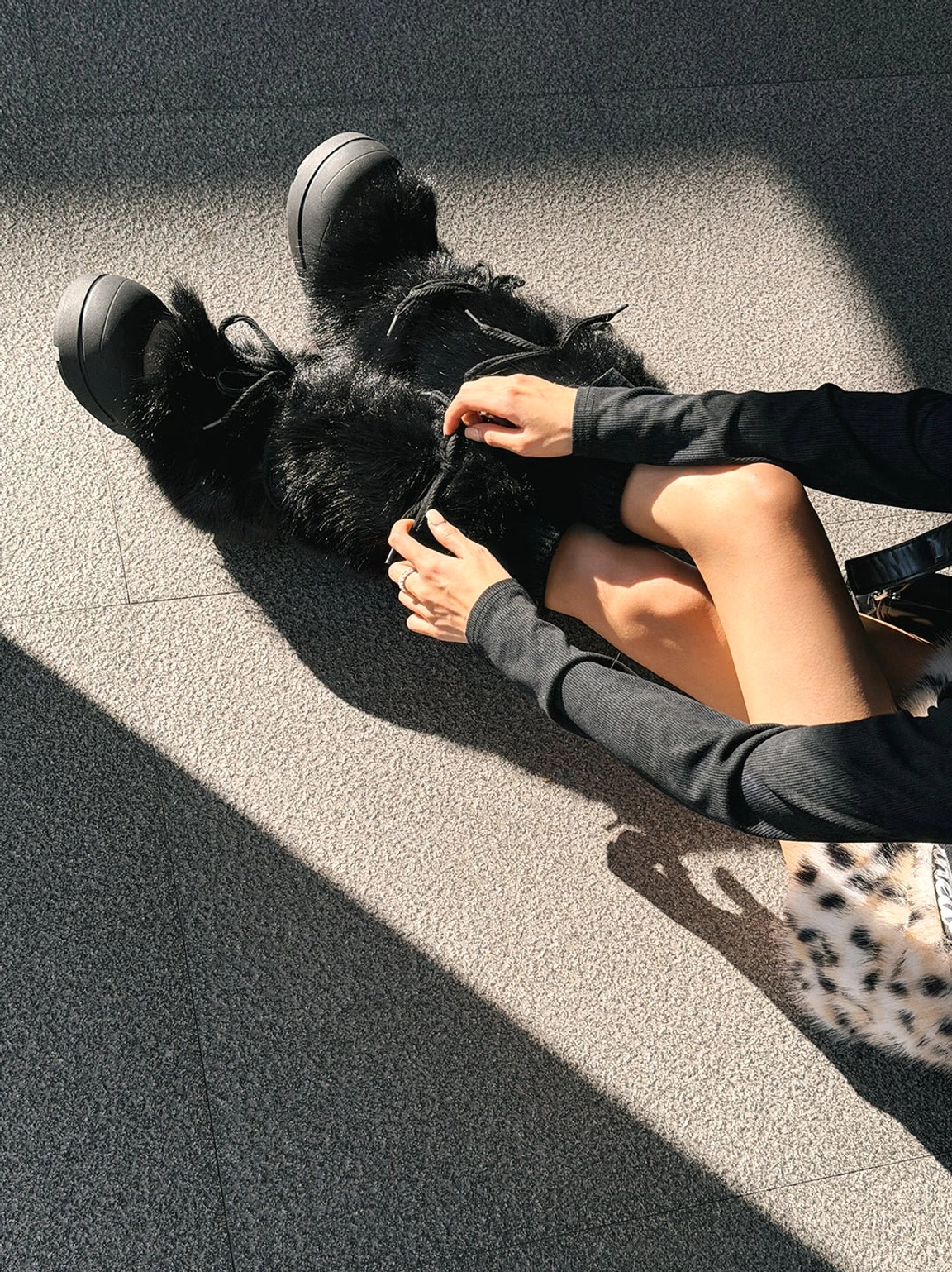 Platform boots with a plush-lined tall shaft for Acubi and Seoul fashion aesthetics