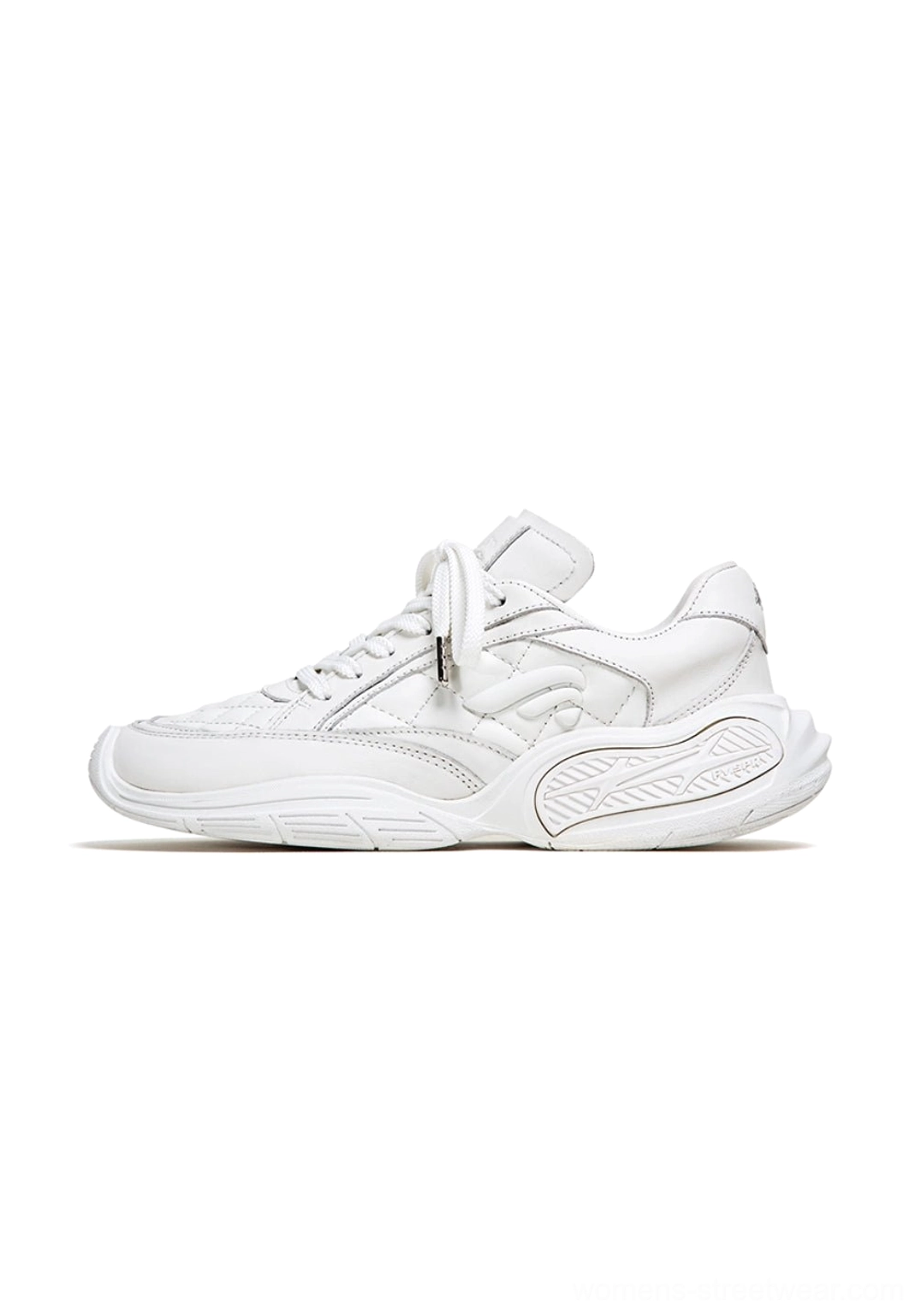 Refined quilted lambskin leather sneakers with sporty contrast panels and adjustable lace-up front