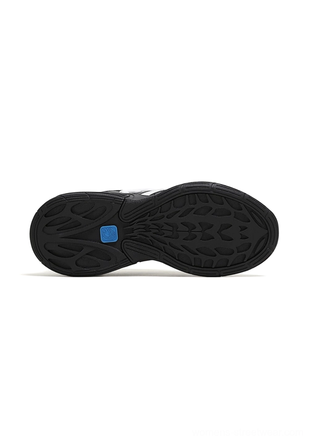 Outsole view of quilted low-profile sport sneakers showing the textured non-slip tread and durable color-blocked sole