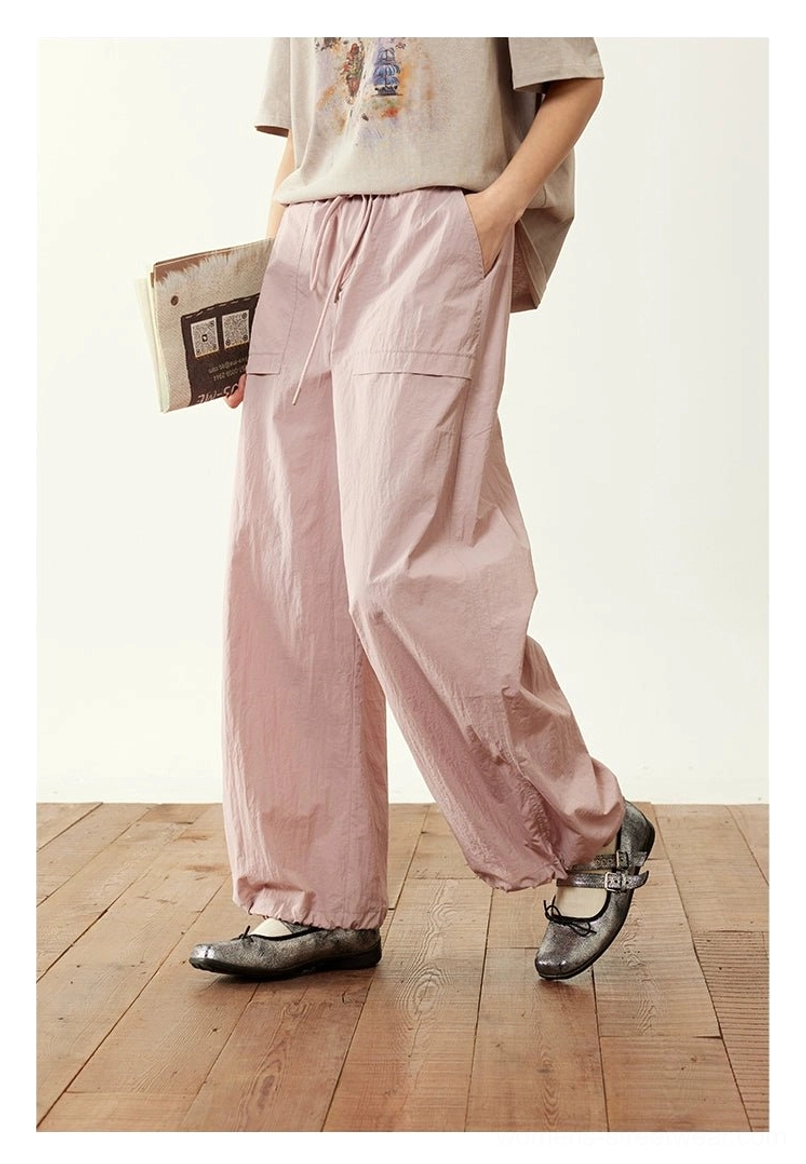 relaxed nylon cargo pants color-blocked styling bold streetwear outfit combination