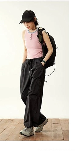 relaxed cargo pants crimson purple color vibrant streetwear outfit inspiration