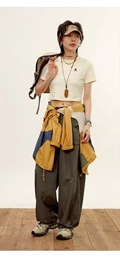 relaxed cargo pants fabric texture nylon material closeup quality construction
