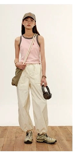 relaxed nylon cargo pants styling inspiration layering oversized tee streetwear aesthetic