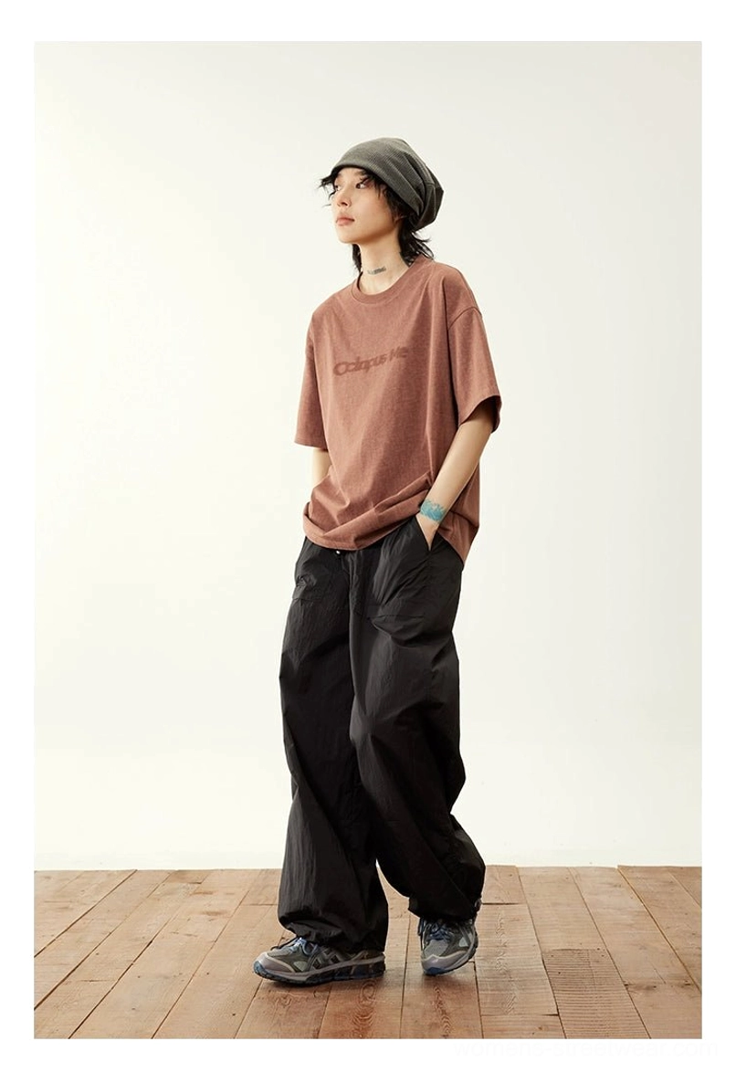 relaxed nylon cargo pants y2k streetwear trend contemporary urban fashion