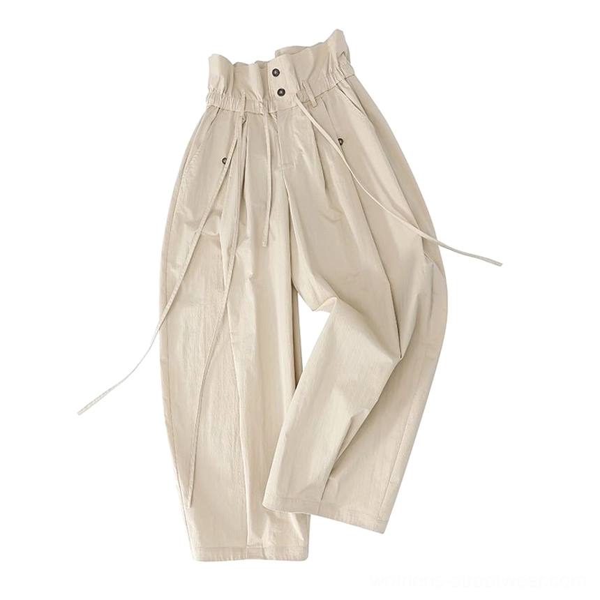 Apricot relaxed drawstring paperbag wide-leg streetwear trousers color option product view