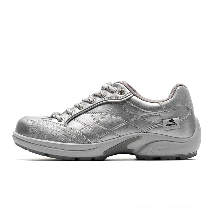 Retro cross-stitch low-top runner sneakers detailed product view with cushioned sole