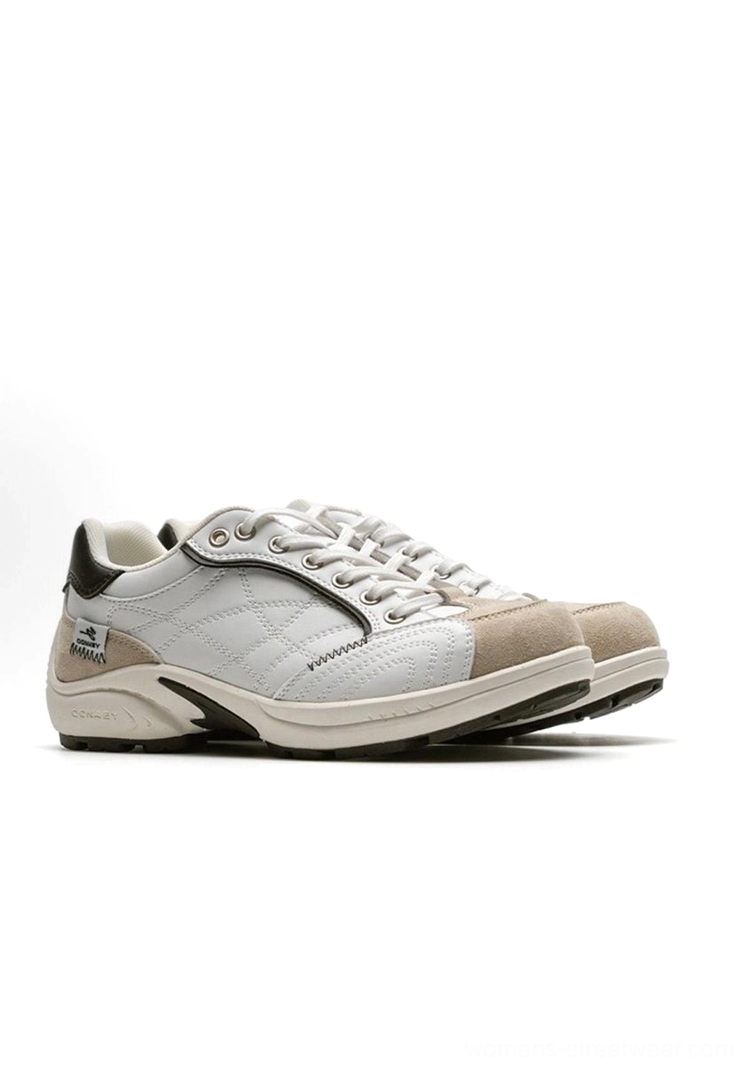 Color palette showcase product display of multiple retro German trainer sneaker colorways including grey ivory silver black red yellow leopard options