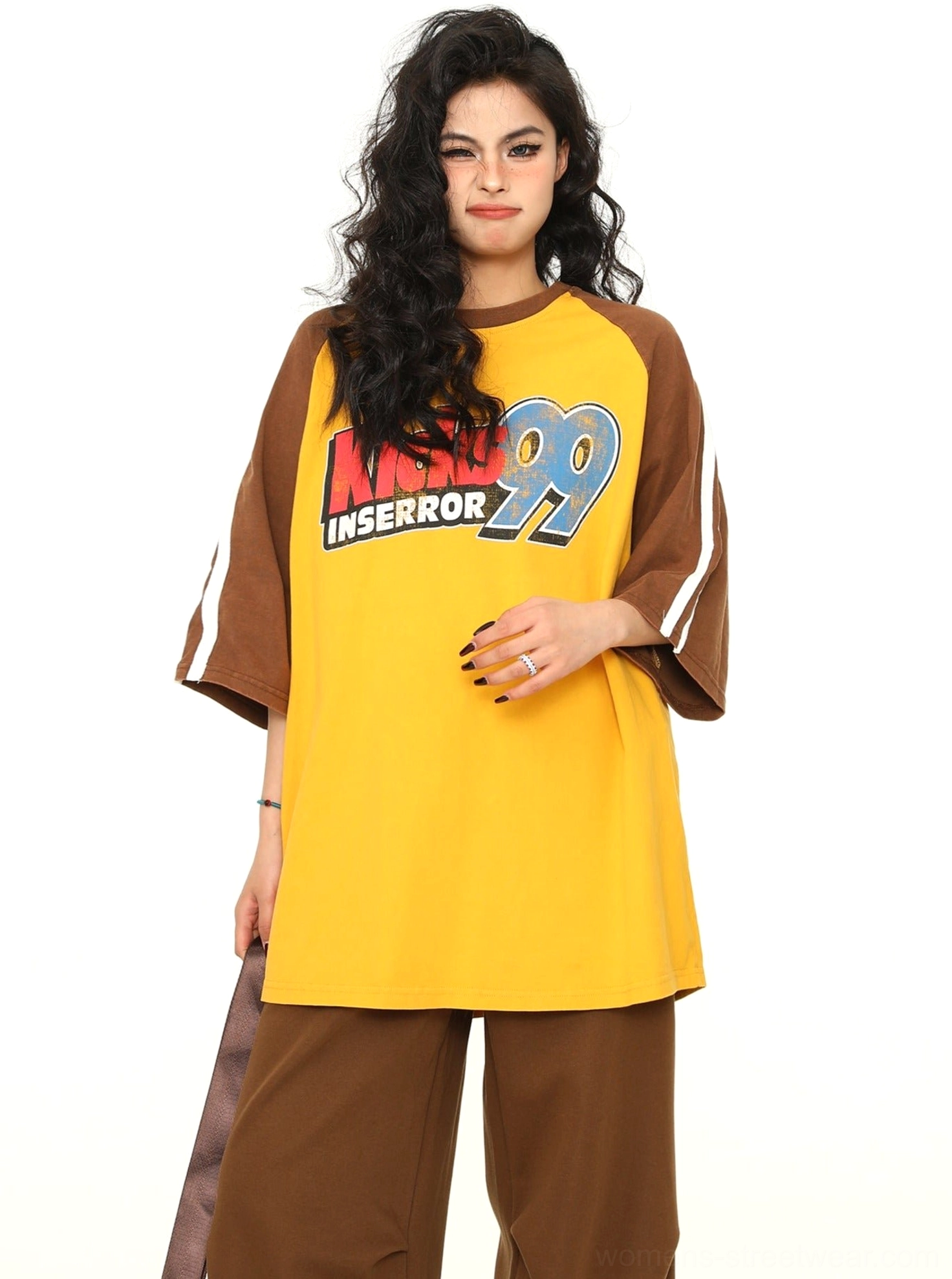 Retro oversized baseball graphic tee designed for relaxed Korean fashion and everyday casual wear