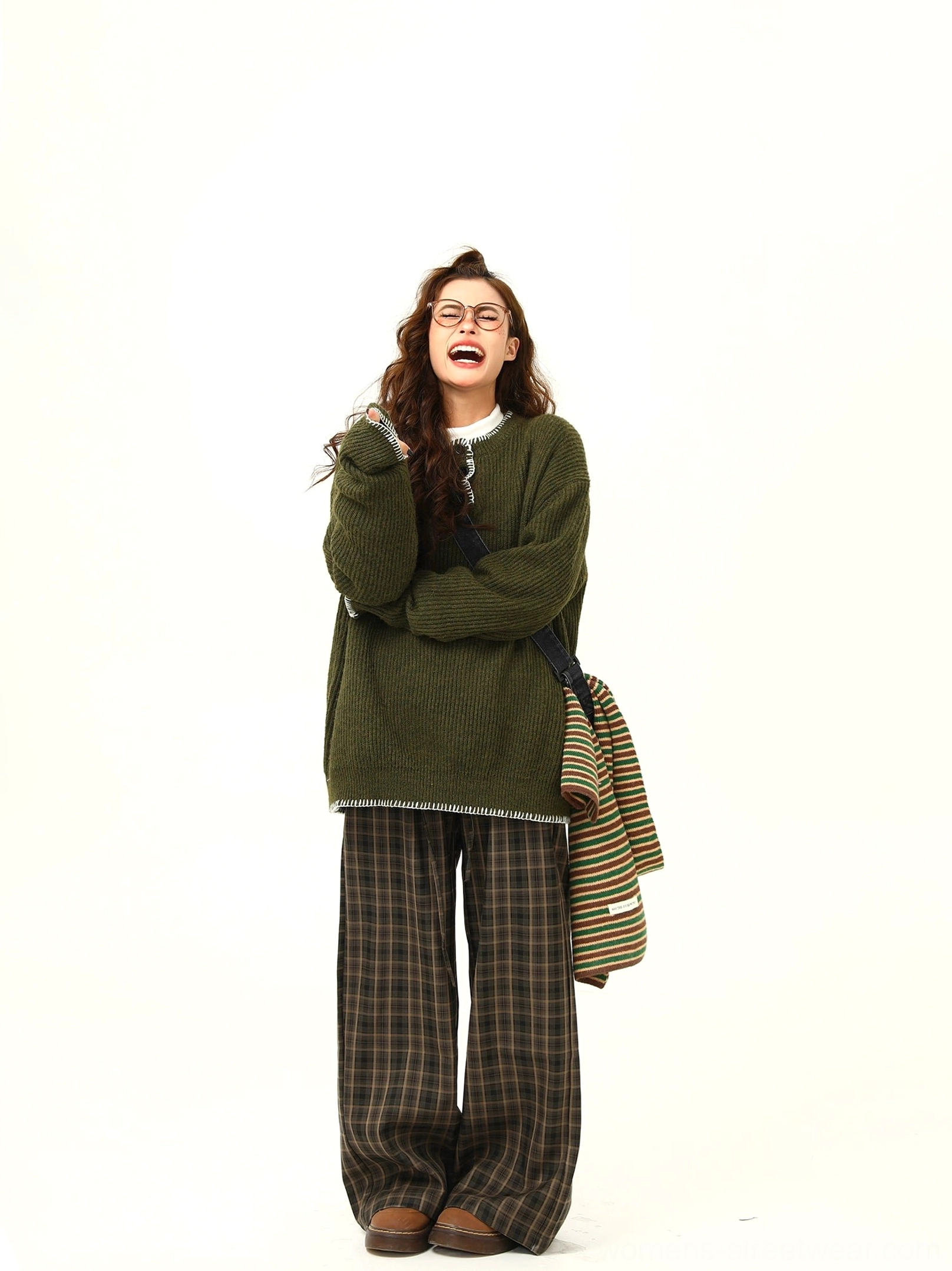 Ribbed knit Henley sweater product image with drop shoulder construction and modern Korean casual style