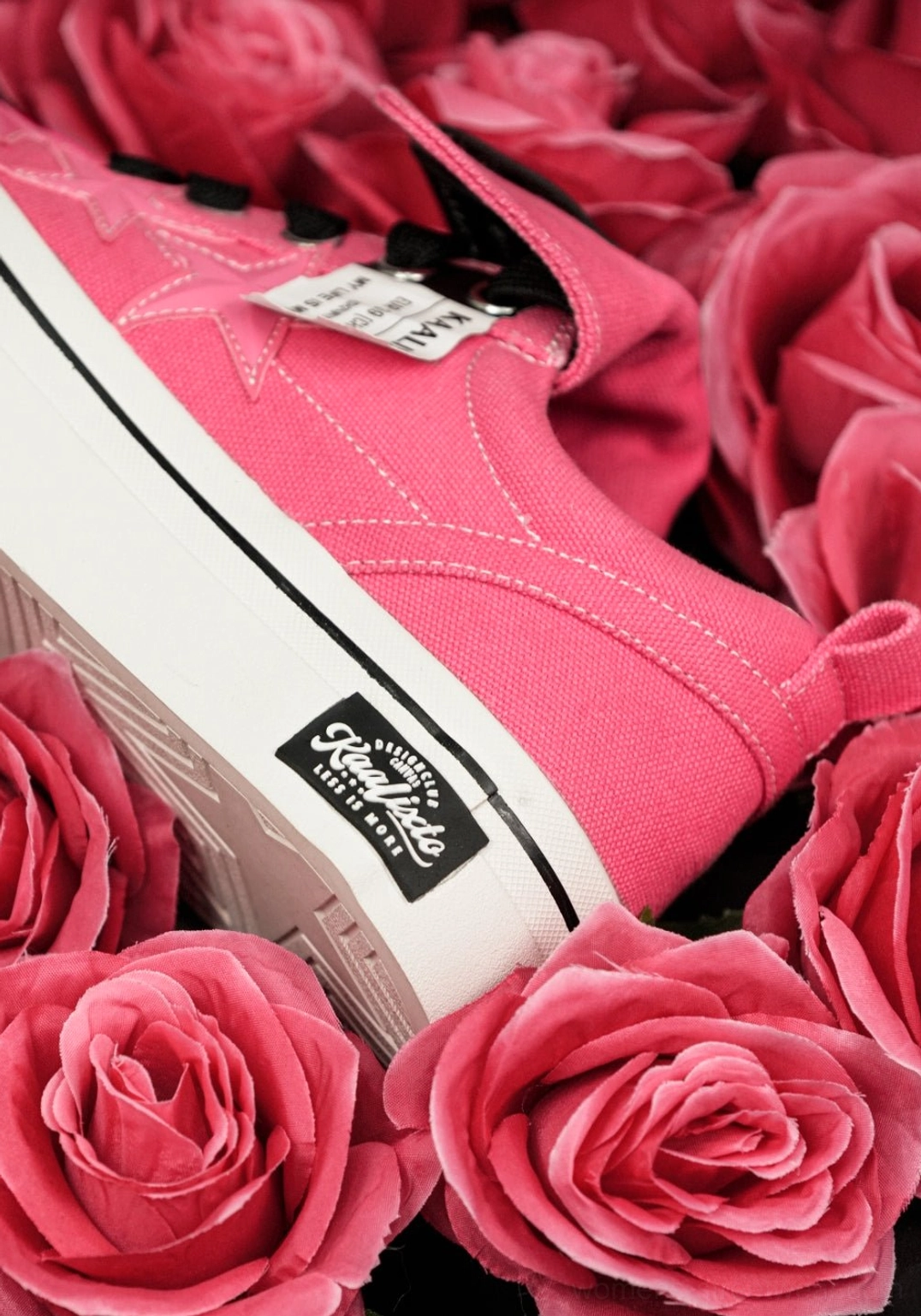 Colorful rose pink star panel sneakers for Seoul-inspired fashion Y2K outfits and modern everyday streetwear