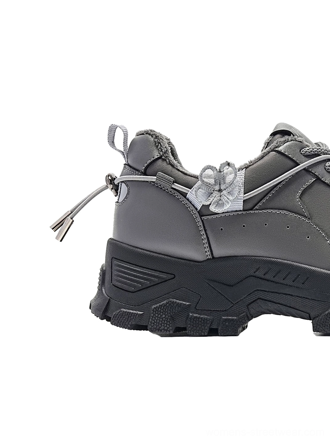 Sakura plush chunky trail sneakers showcasing reflective panels dimensional blossom decorations speed lacing and deep tread outsole